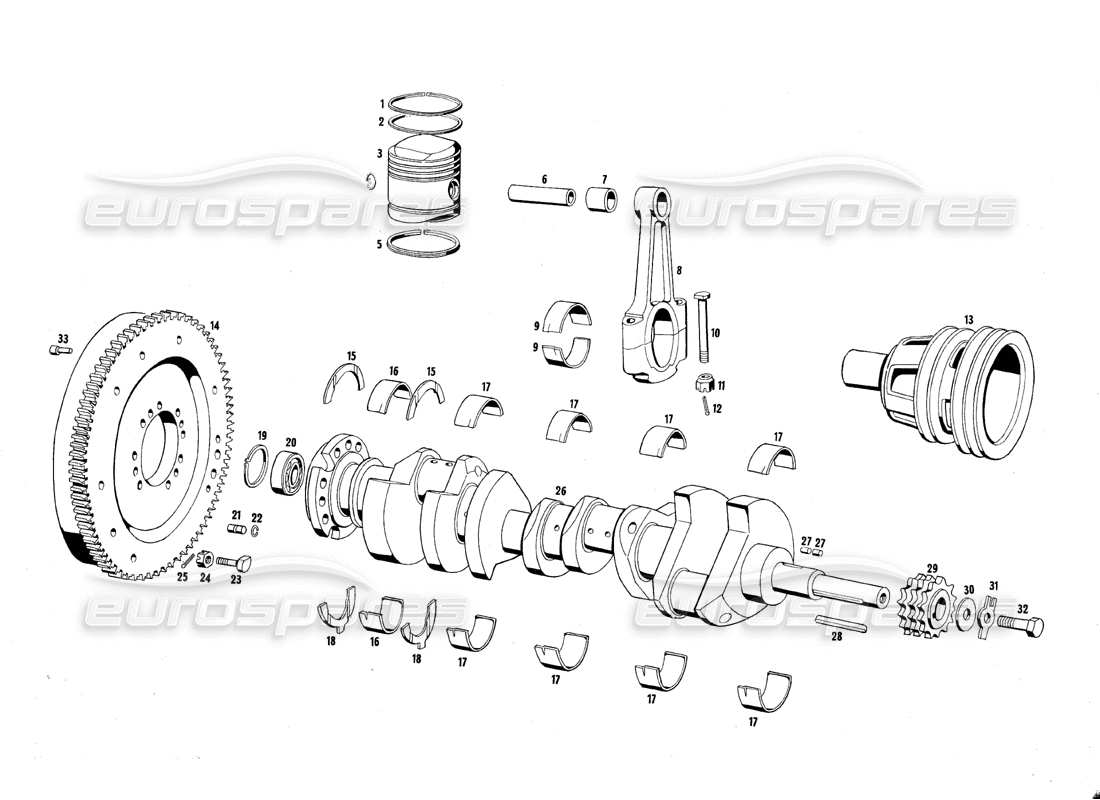 maserati qtp.v8 4.7 (s1 & s2) 1967 diagrama de piezas de piezas móviles