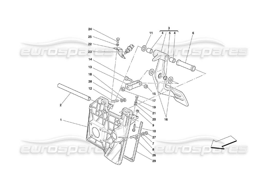 ferrari 360 challenge (2000) diagrama de piezas de pedales