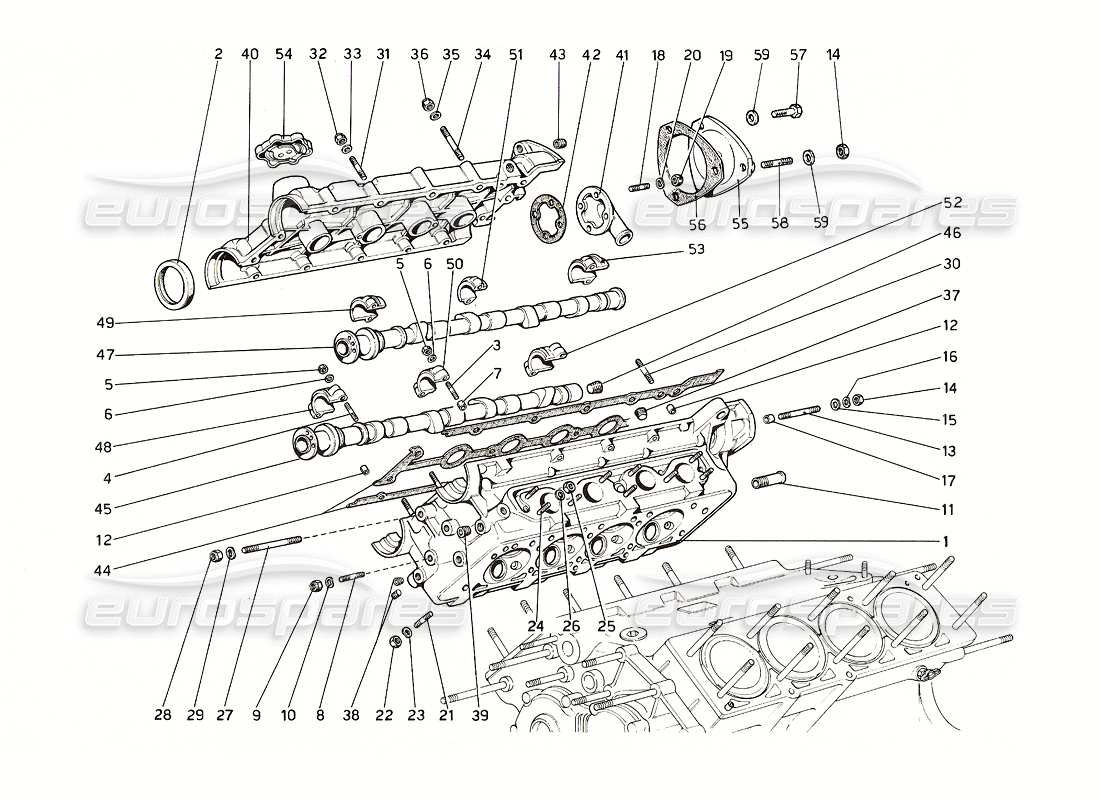 ferrari 308 gt4 dino (1976) diagrama de piezas de la culata (derecha)