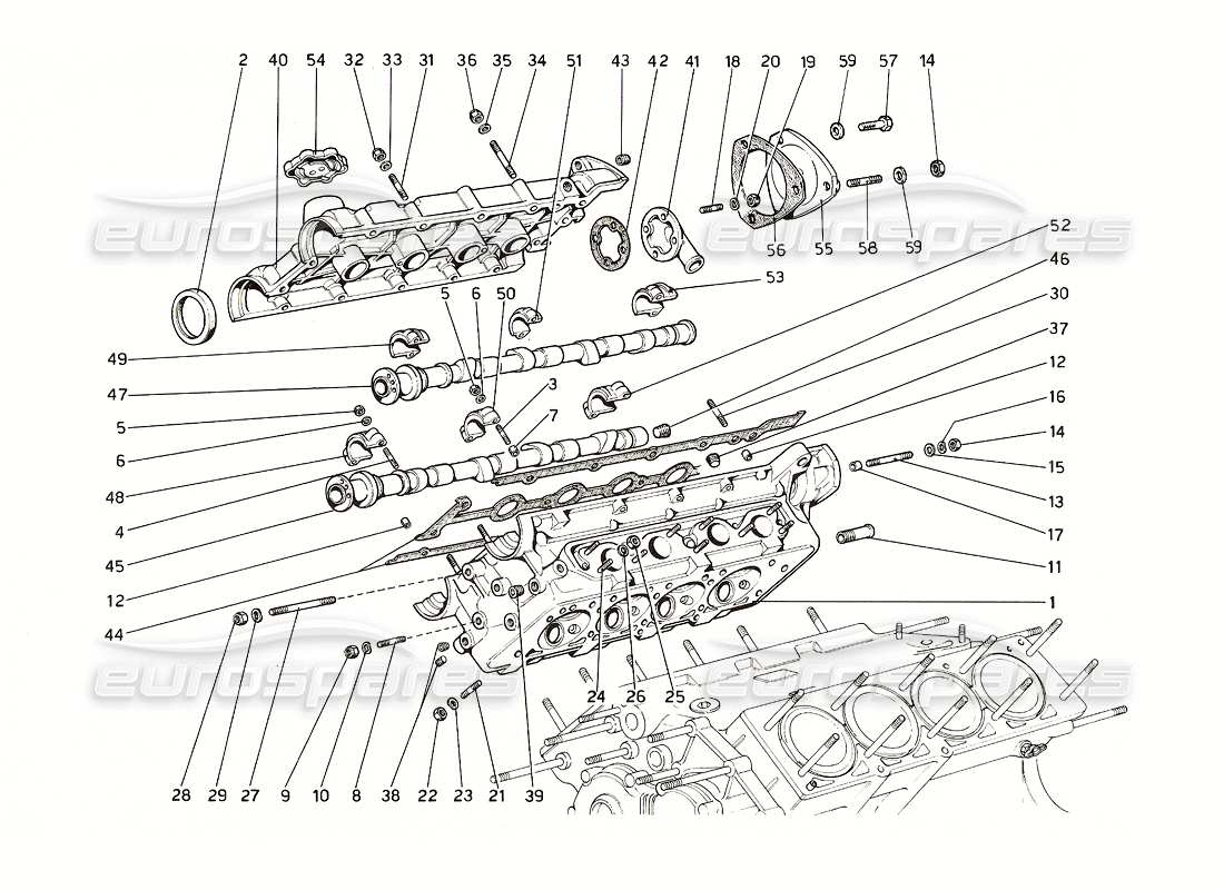 ferrari 308 gt4 dino (1976) culata (derecha) diagrama de piezas
