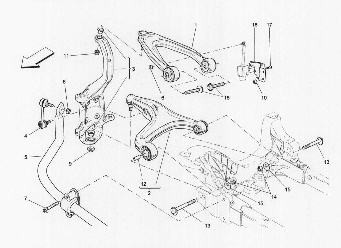 maserati qtp. v6 3.0 bt 410bhp 2wd 2017 diagrama de piezas de la suspensión delantera