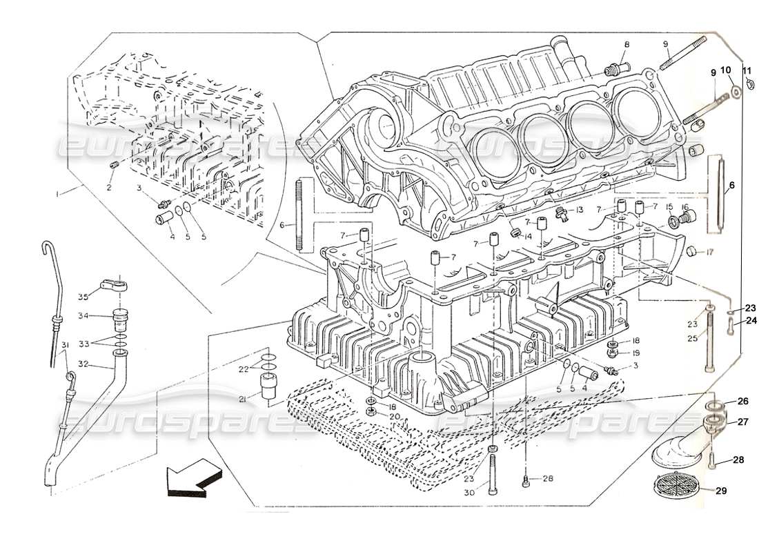 maserati shamal bloque de cilindros (al motor 700279) diagrama de piezas