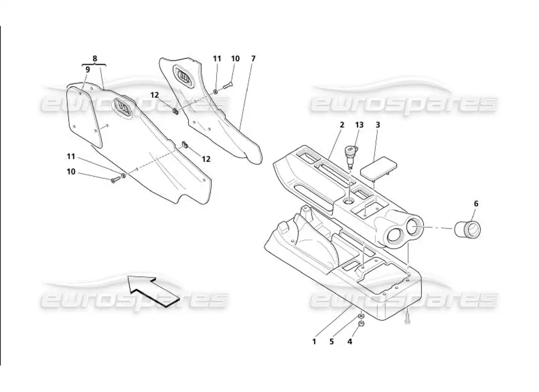maserati 4200 gransport (2005) túnel - estructura y accesorios diagrama de piezas