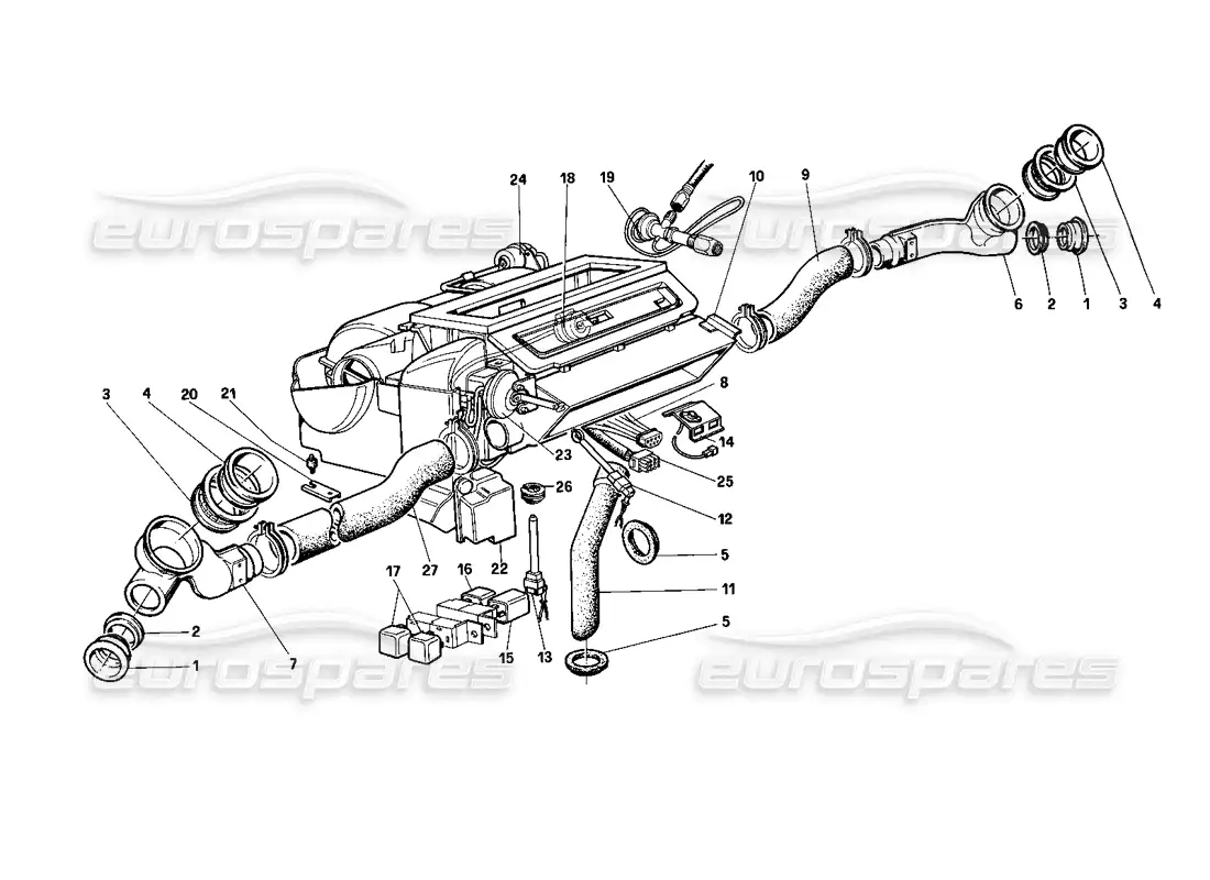 ferrari testarossa (1990) unidad calefactora diagrama de piezas