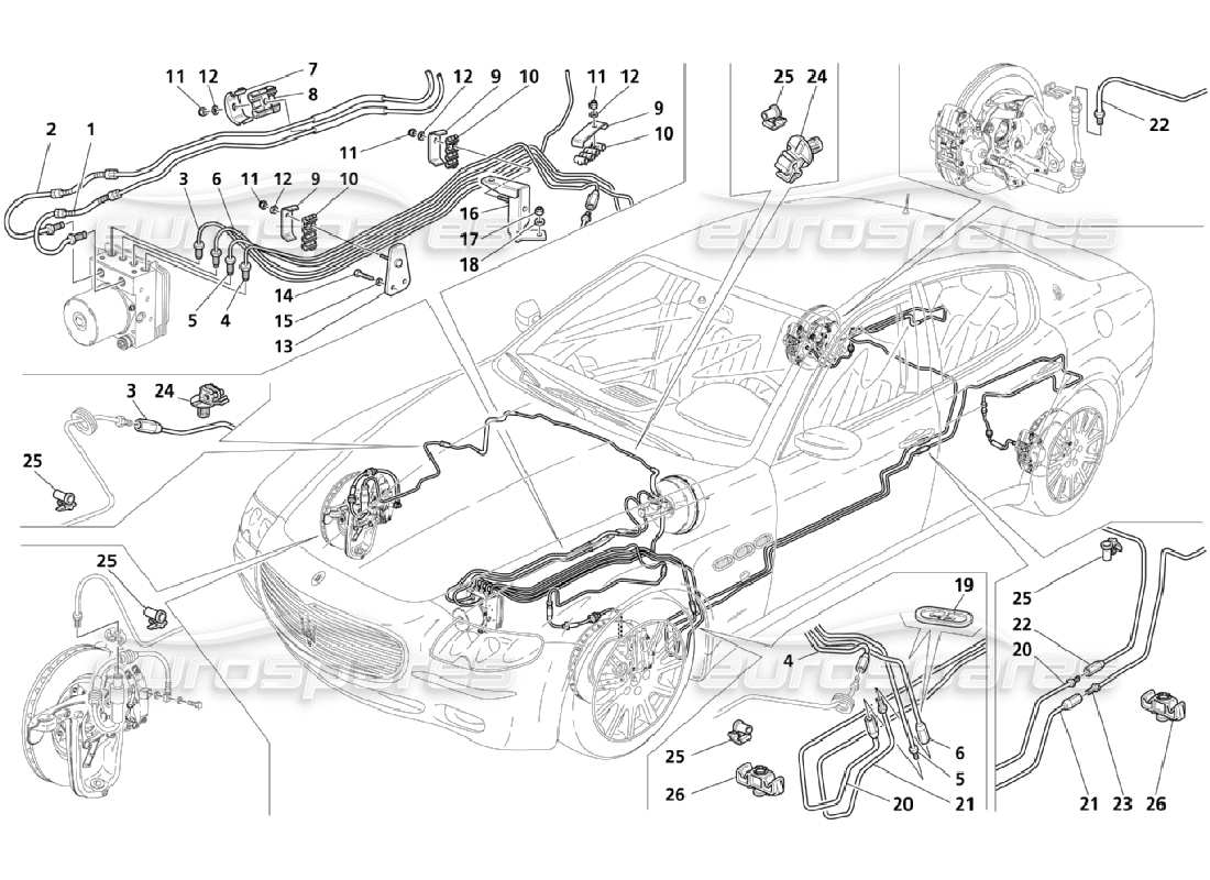 maserati qtp. (2006) 4.2 tuberías (página 2-4) diagrama de piezas