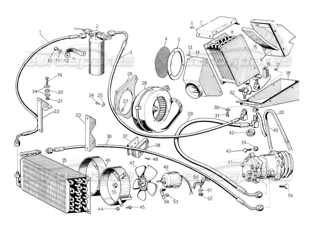 lamborghini countach 5000 qvi (1989) aire acondicionado diagrama de piezas