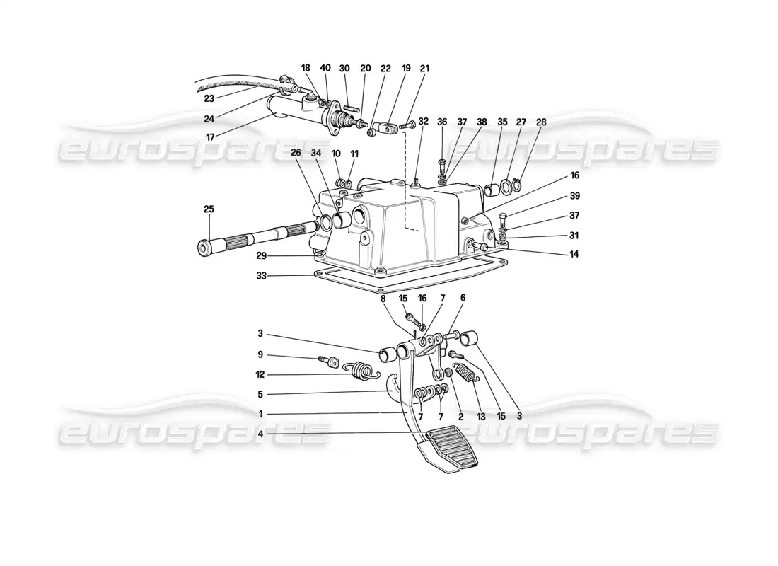 ferrari mondial 3.2 qv (1987) control de liberación del embrague (para automóviles con sistema antideslizante) diagrama de piezas