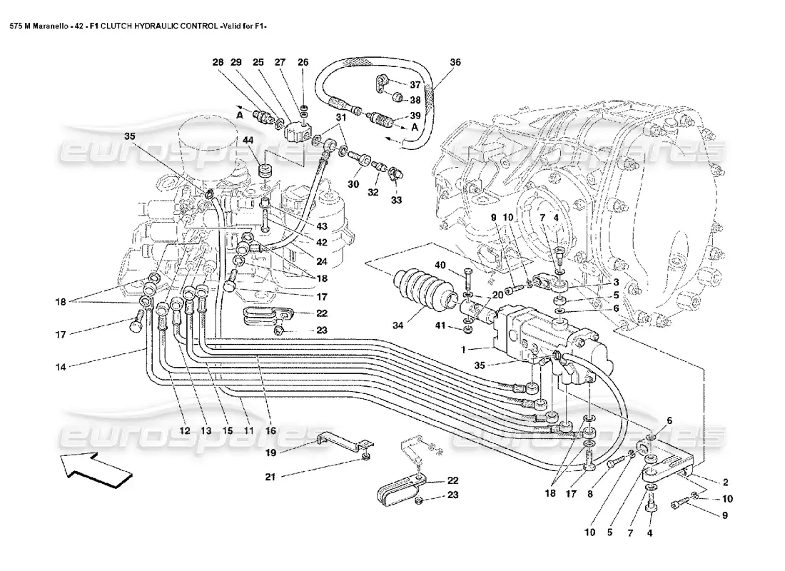 ferrari 575m maranello f1 control hidráulico del embrague válido para f1 diagrama de piezas