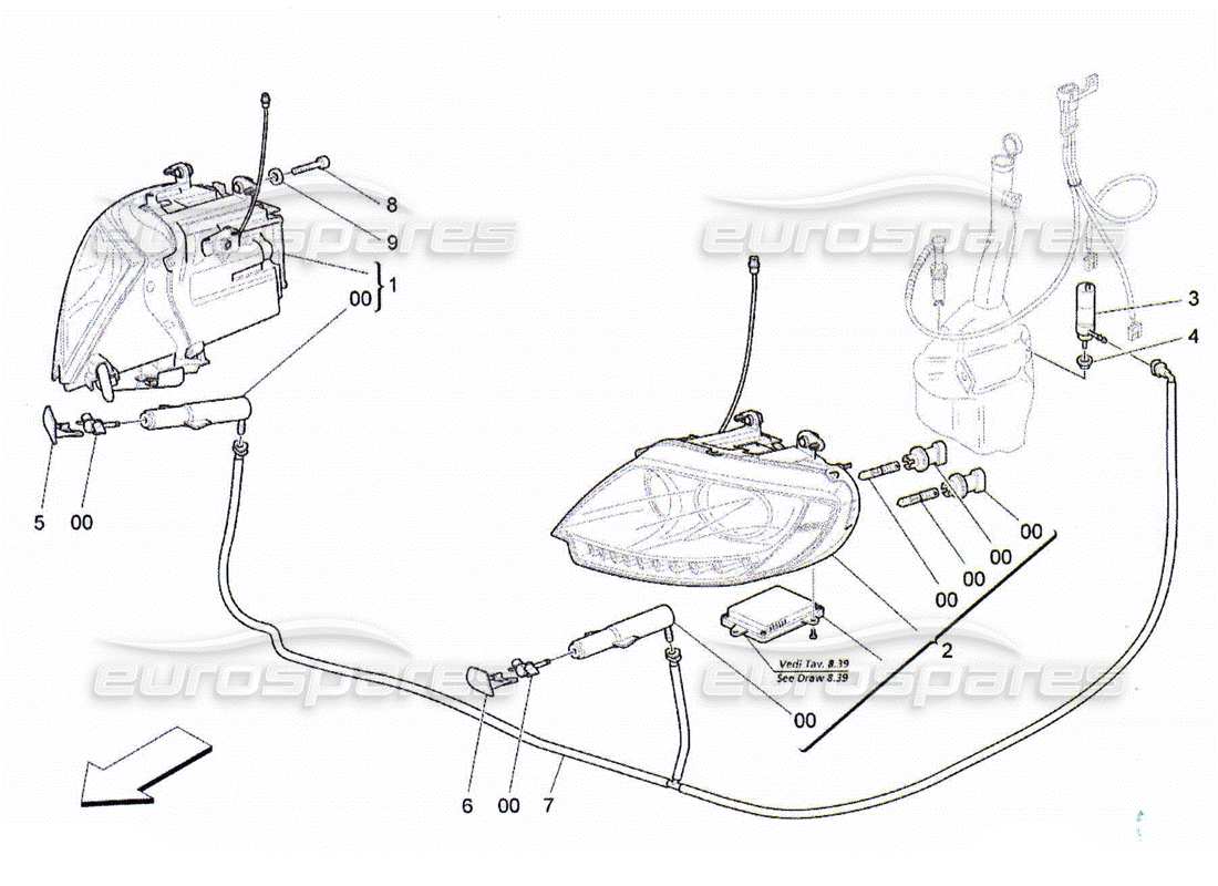 maserati qtp. (2010) 4.2 diagrama de piezas de los grupos de faros