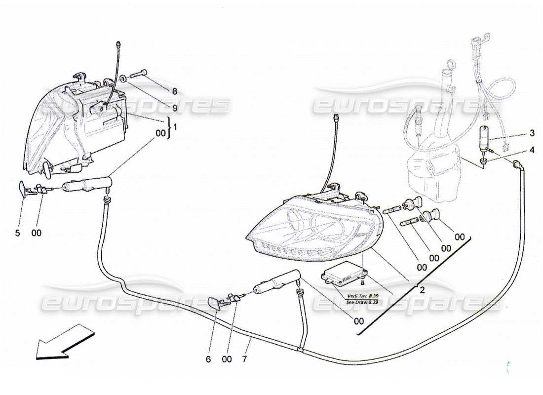 maserati qtp. (2010) 4.2 grupos de faros diagrama de piezas