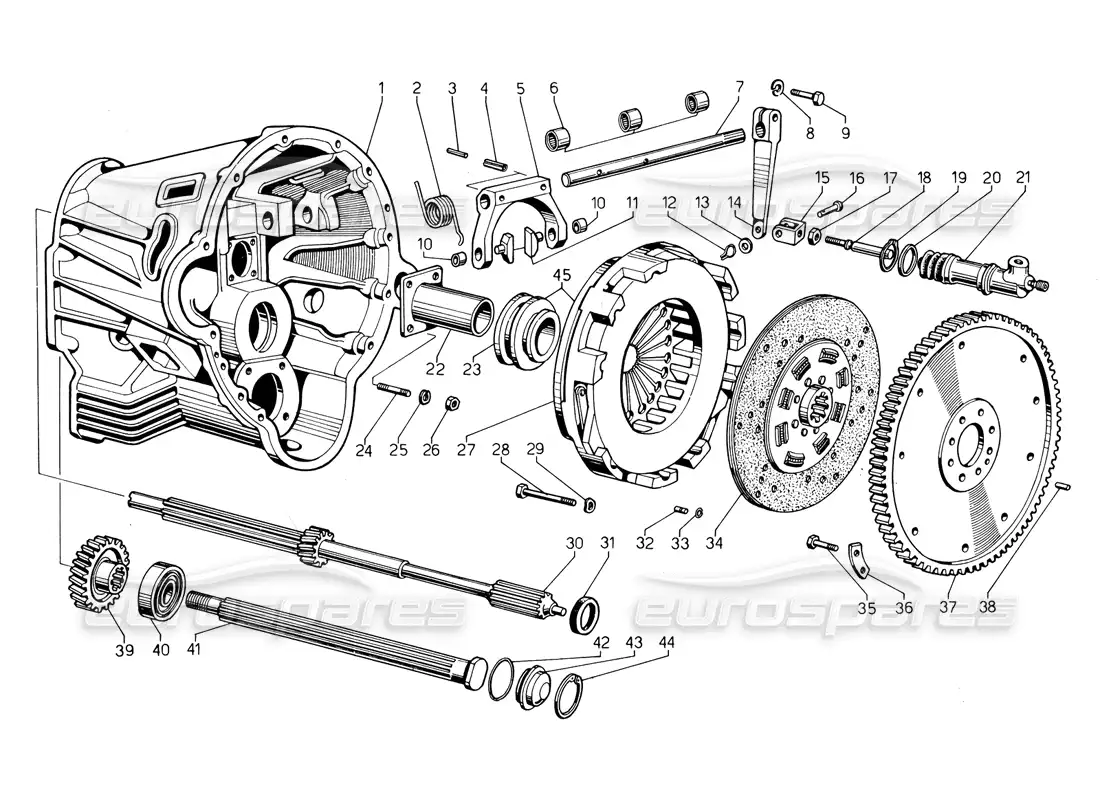 lamborghini countach 5000 qv (1985) embrague diagrama de piezas