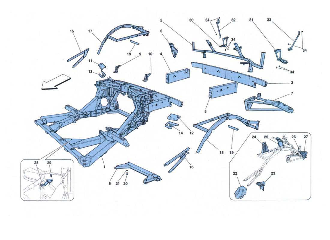 ferrari 458 challenge telaio - estructura elemental posterior diagrama de piezas