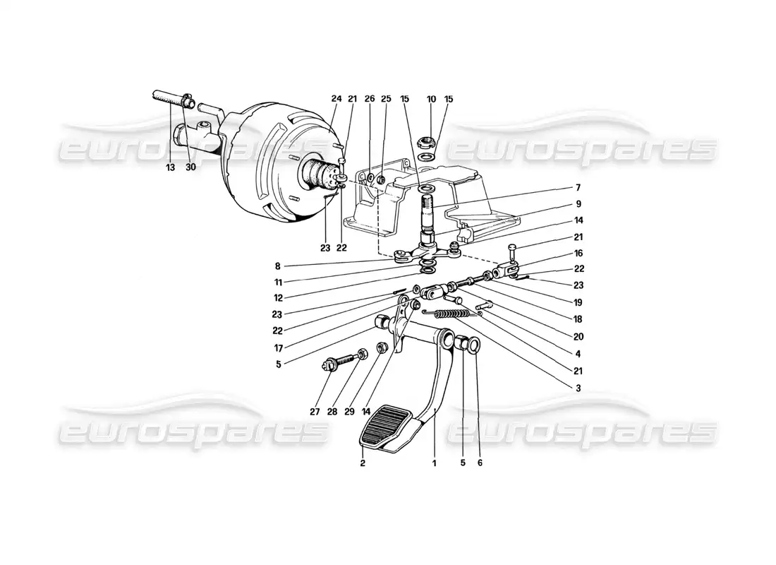 ferrari 512 bbi sistema hidráulico de frenos (variante para versión rhd) diagrama de piezas