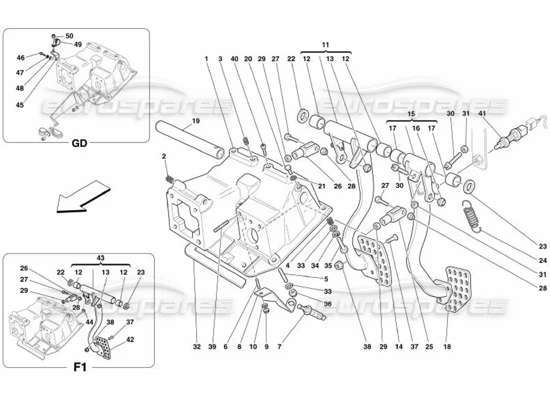 ferrari 575 superamerica pedales diagrama de piezas