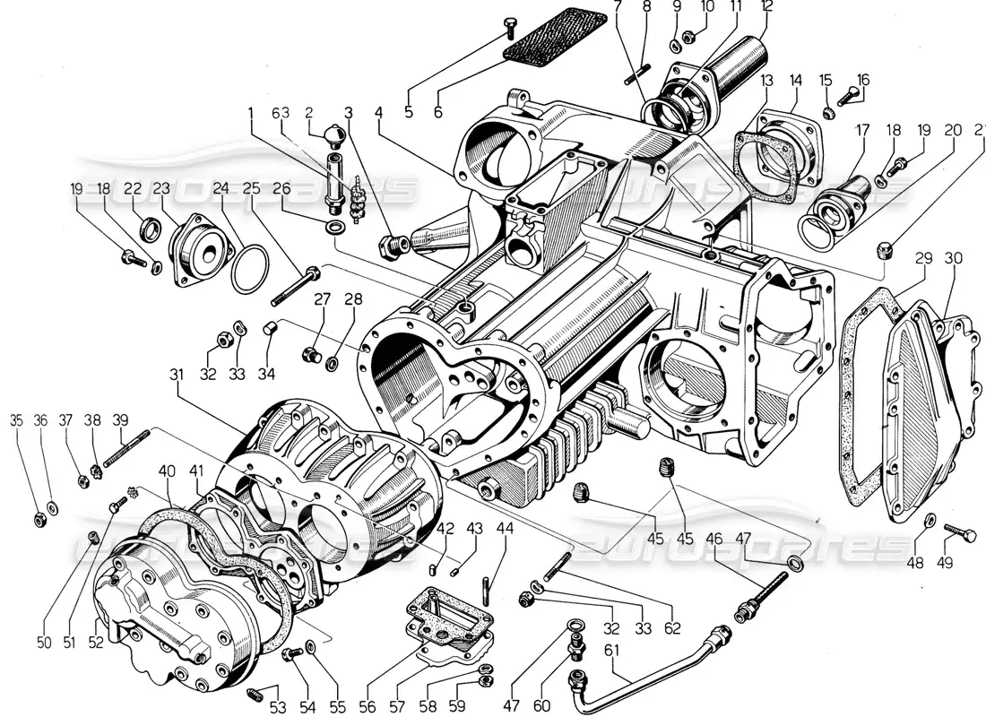 lamborghini urraco p300 caja de cambios (fundiciones) diagrama de piezas