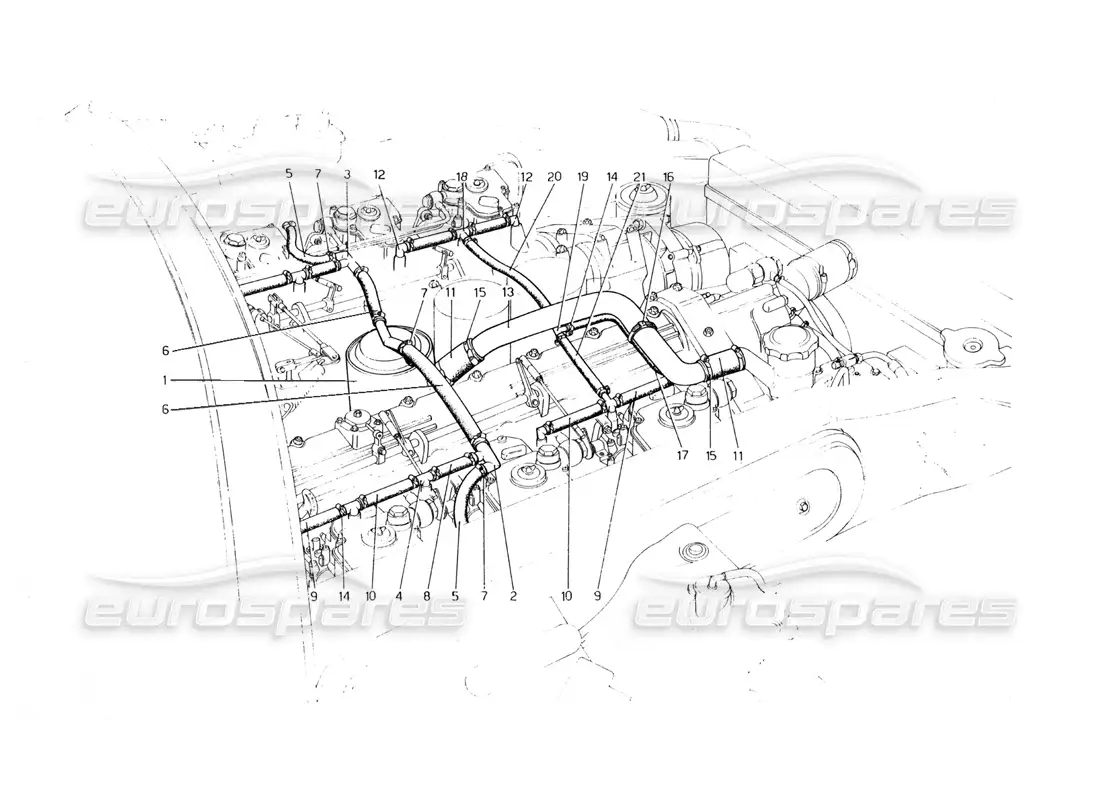 ferrari 400 gt (mechanical) sistema de soplado (400 automático) diagrama de piezas