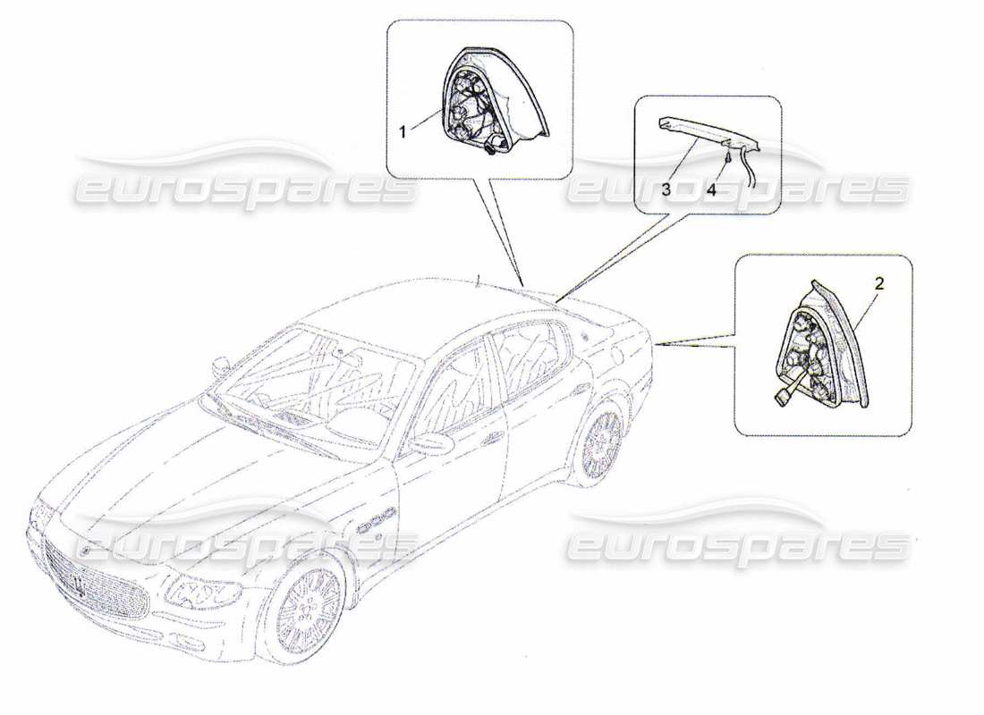 maserati qtp. (2010) 4.2 grupos de luces traseras diagrama de piezas