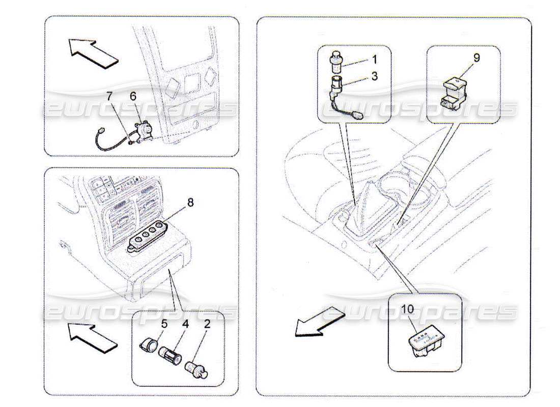 maserati qtp. (2010) 4.2 diagrama de piezas de los dispositivos de la consola central