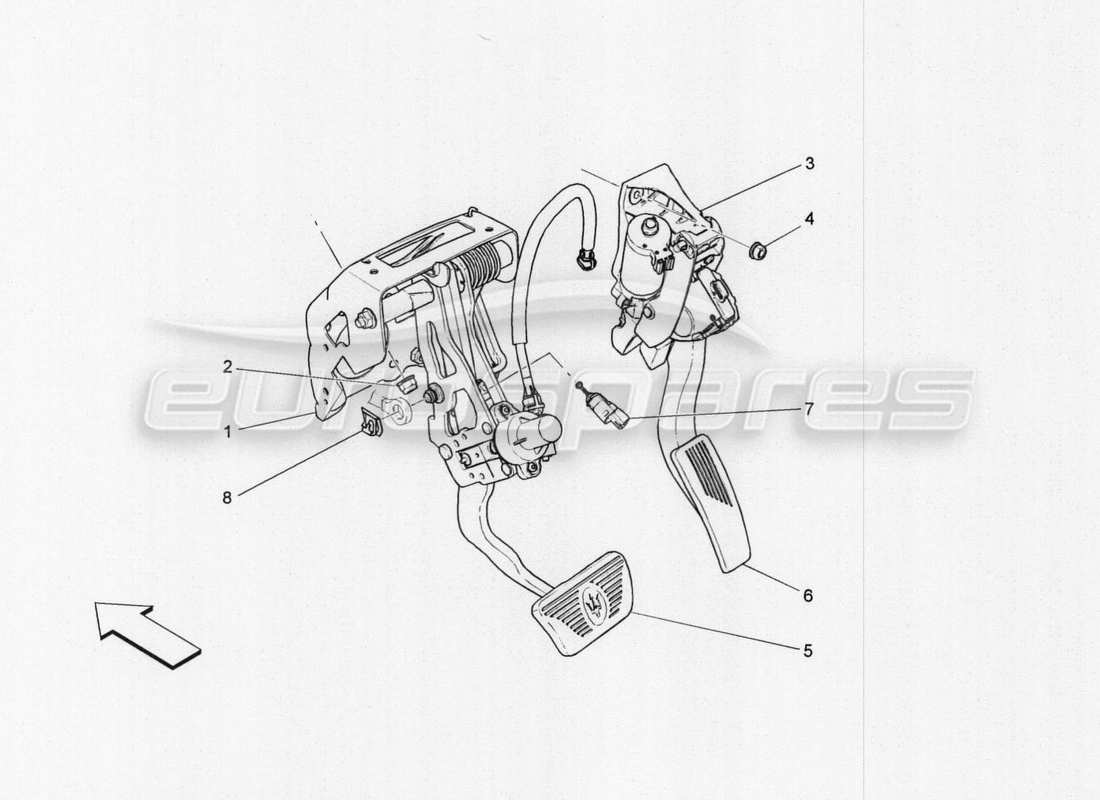 maserati qtp. v8 3.8 530bhp auto 2015 diagrama de piezas completo de la unidad de pedalera