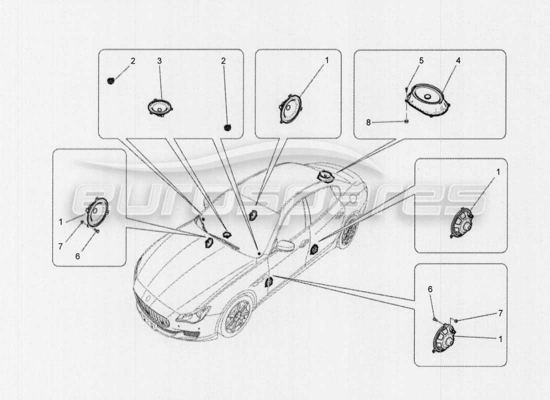 maserati qtp. v8 3.8 530bhp auto 2015 diagrama de piezas del sistema de difusión de sonido