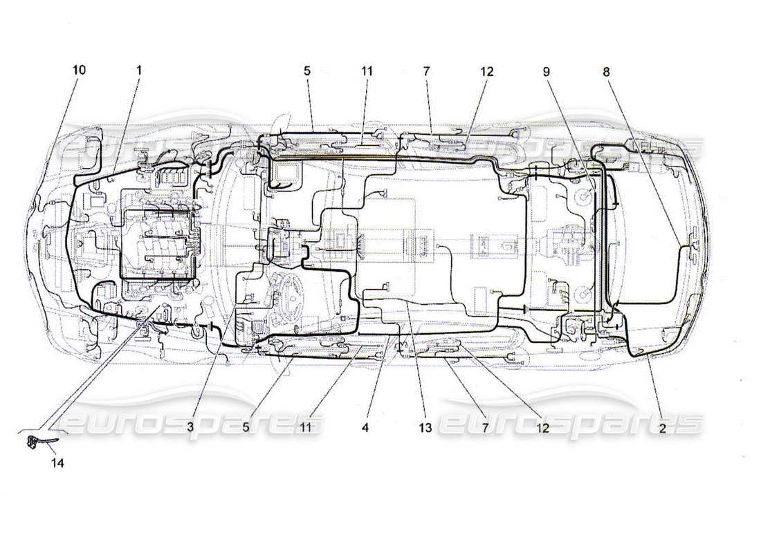 maserati qtp. (2010) 4.2 cableado principal diagrama de piezas