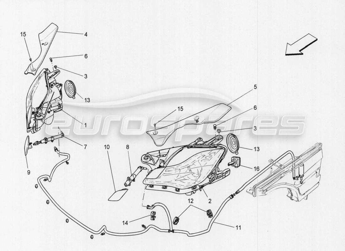 maserati qtp. v8 3.8 530bhp auto 2015 diagrama de piezas de control del sistema de iluminación