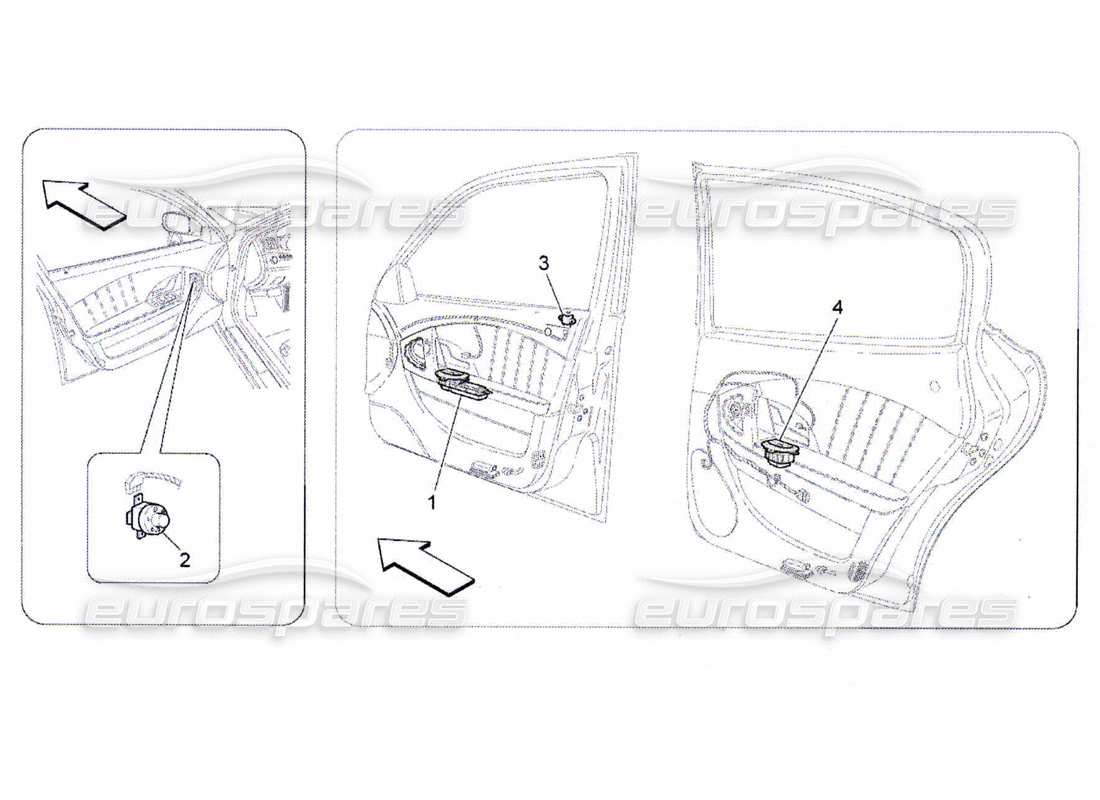 maserati qtp. (2010) 4.7 diagrama de piezas de dispositivos de puerta