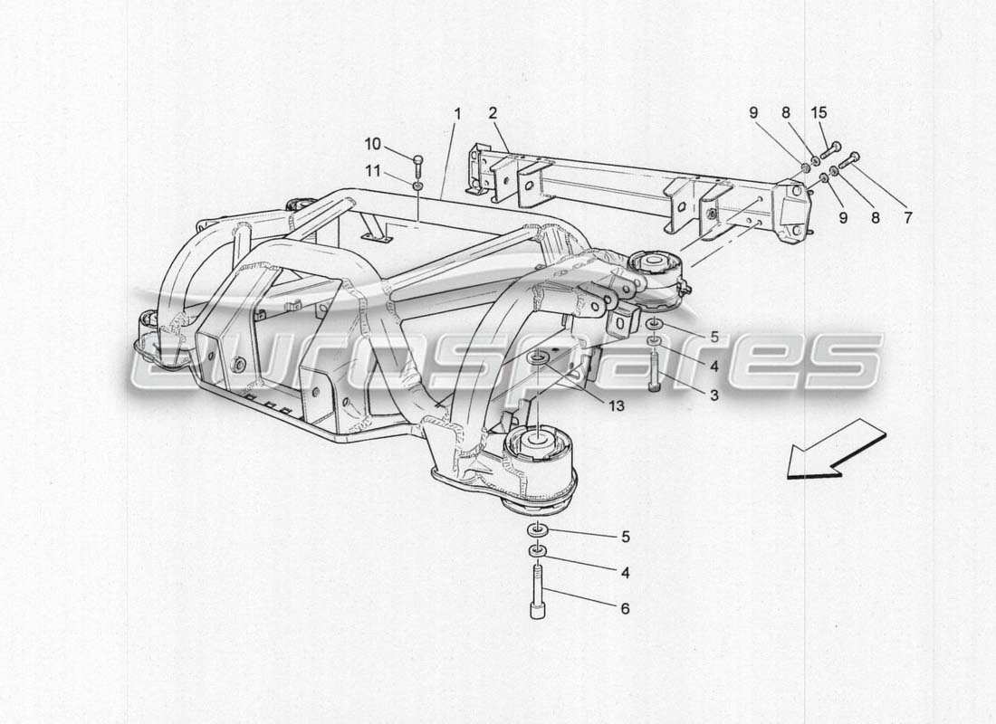 maserati grancabrio mc centenario diagrama de piezas del marco trasero