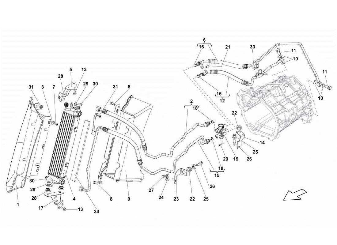 lamborghini gallardo lp570-4s perform diagrama de piezas del enfriador de aceite