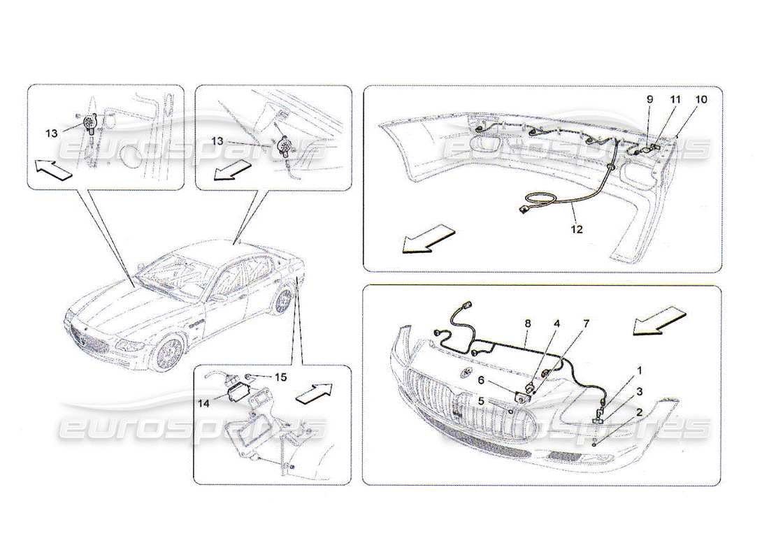 maserati qtp. (2010) 4.2 sensores de aparcamiento diagrama de piezas
