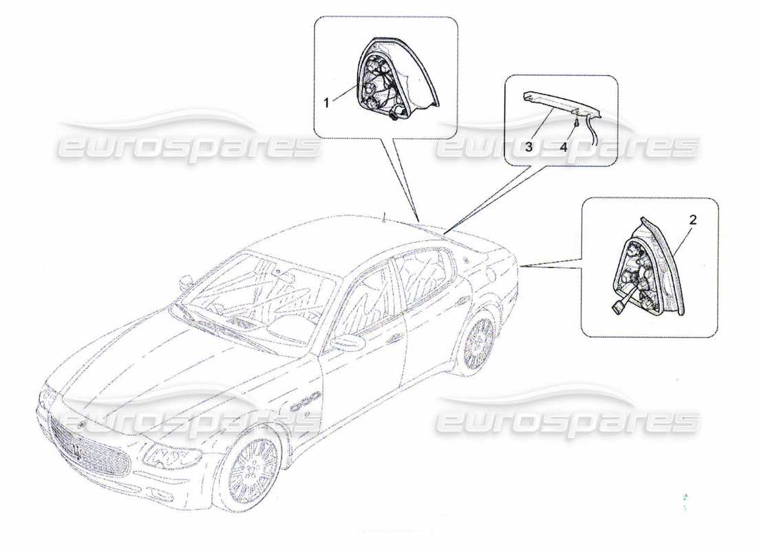 maserati qtp. (2010) 4.7 diagrama de piezas de los grupos de luces traseras