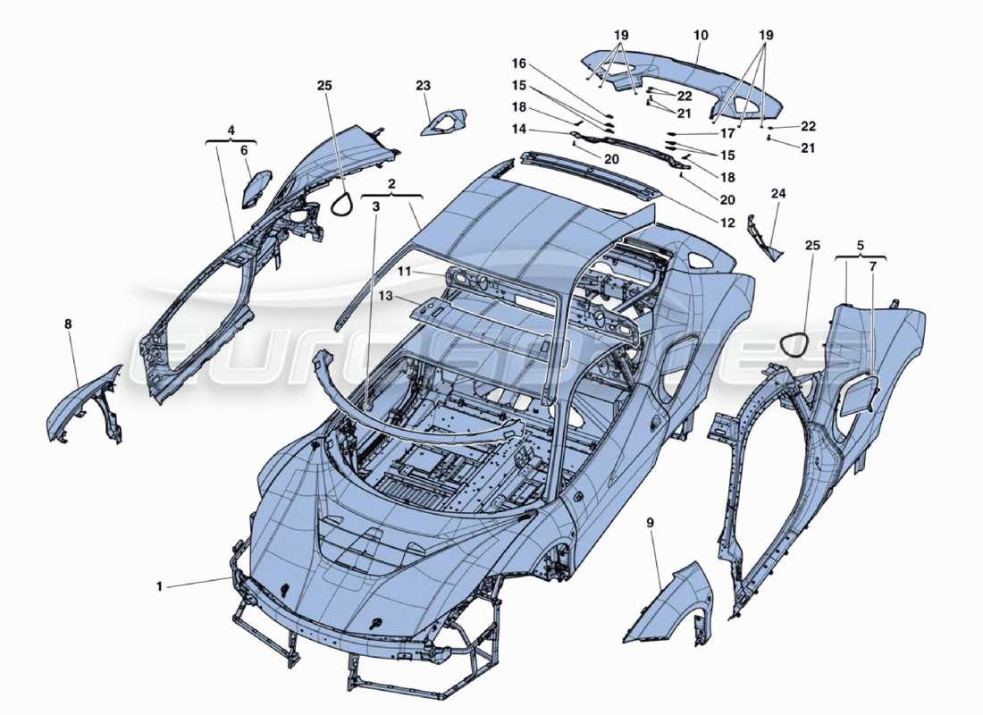 ferrari 488 challenge partes del cuerpo diagrama de piezas