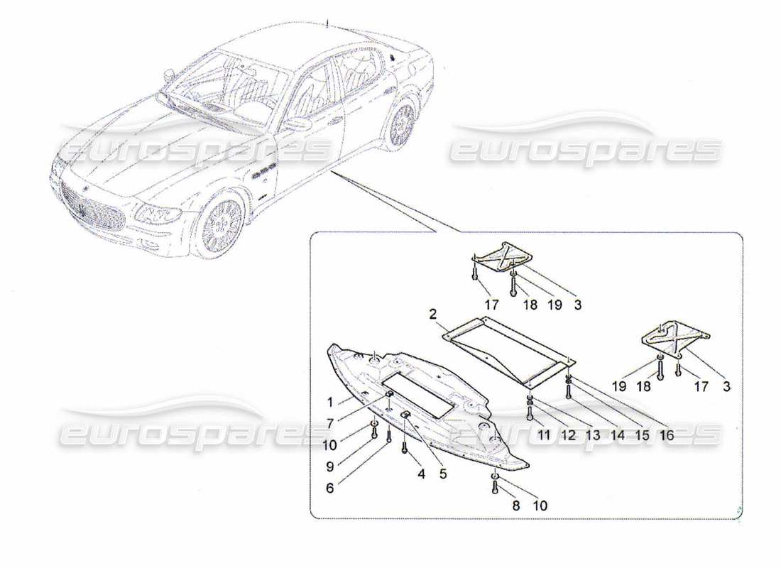 maserati qtp. (2010) 4.2 protección de bajos y bajos del suelo diagrama de piezas