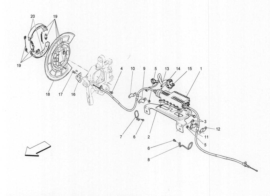 maserati qtp. v6 3.0 bt 410bhp 2015 diagrama de piezas del freno de estacionamiento