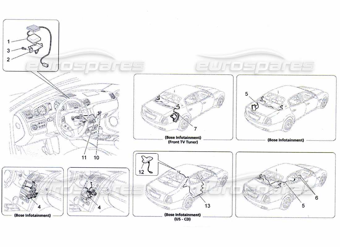 maserati qtp. (2010) 4.7 diagrama de piezas del sistema de recepción y conexión