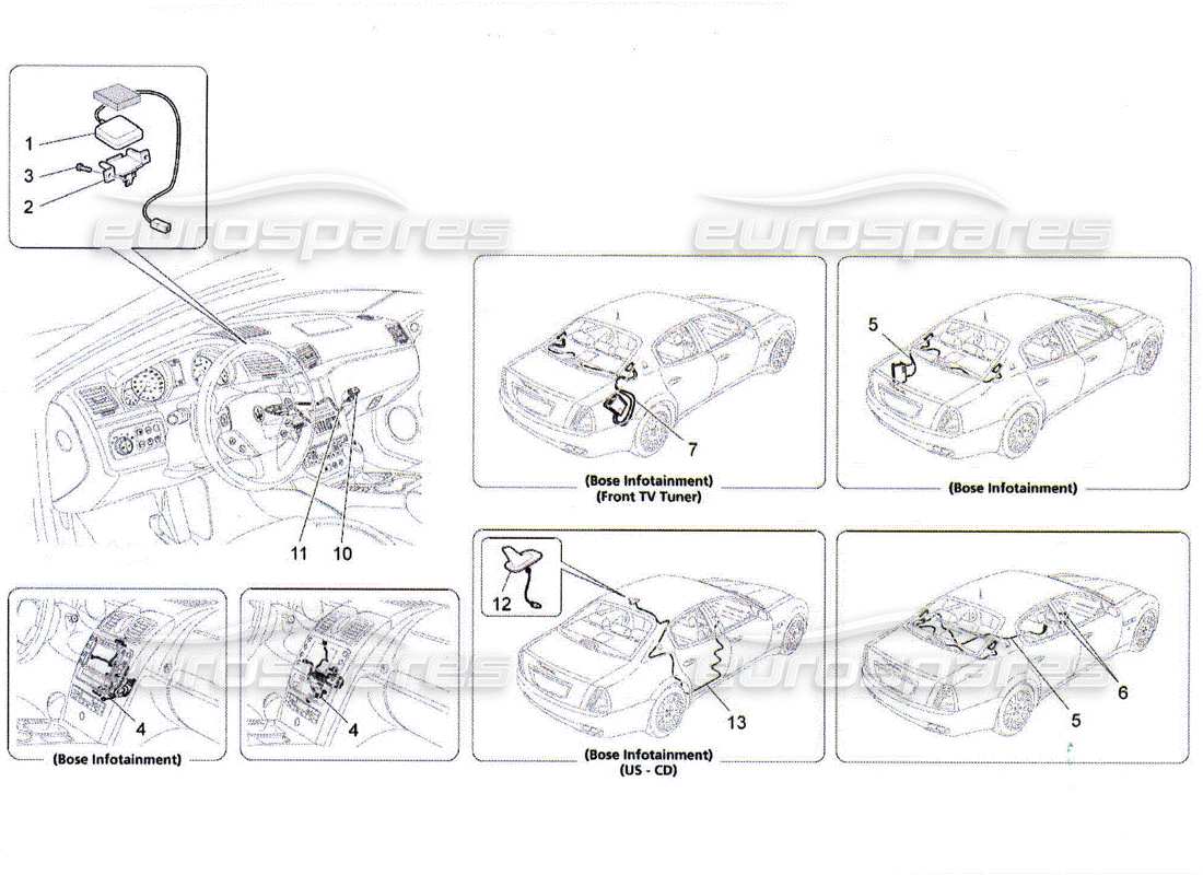 maserati qtp. (2010) 4.2 sistema de recepción y conexión diagrama de piezas