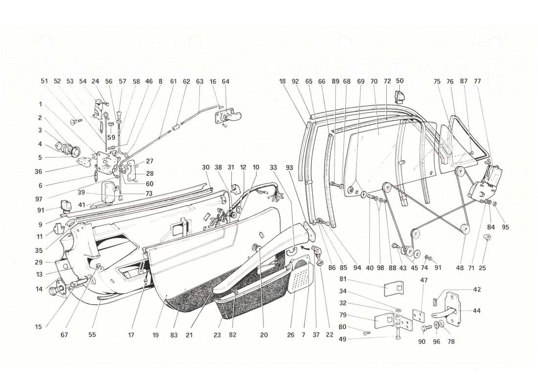 ferrari 208 gtb gts puertas diagrama de piezas