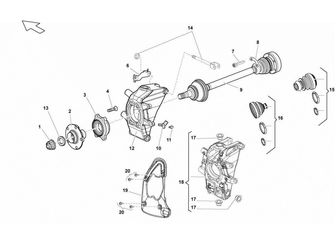 lamborghini gallardo sts ii sc eje de transmisión trasero diagrama de piezas