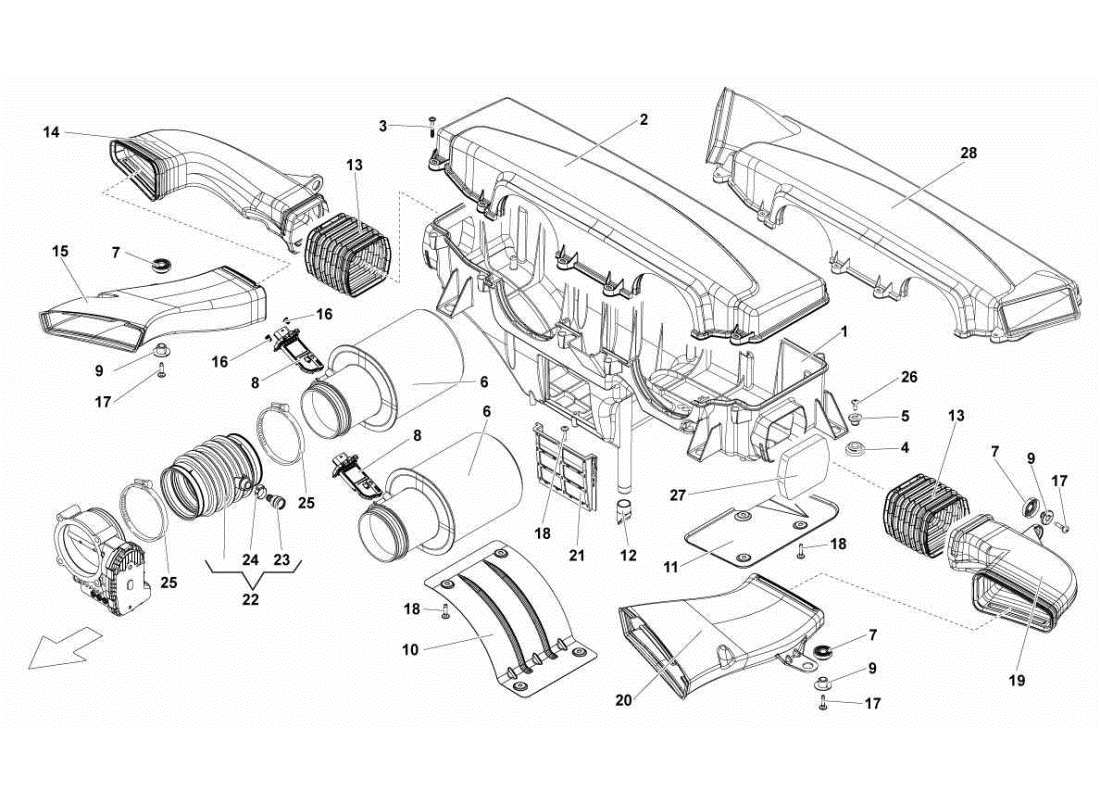 lamborghini gallardo sts ii sc diagrama de piezas de la caja del filtro de aire