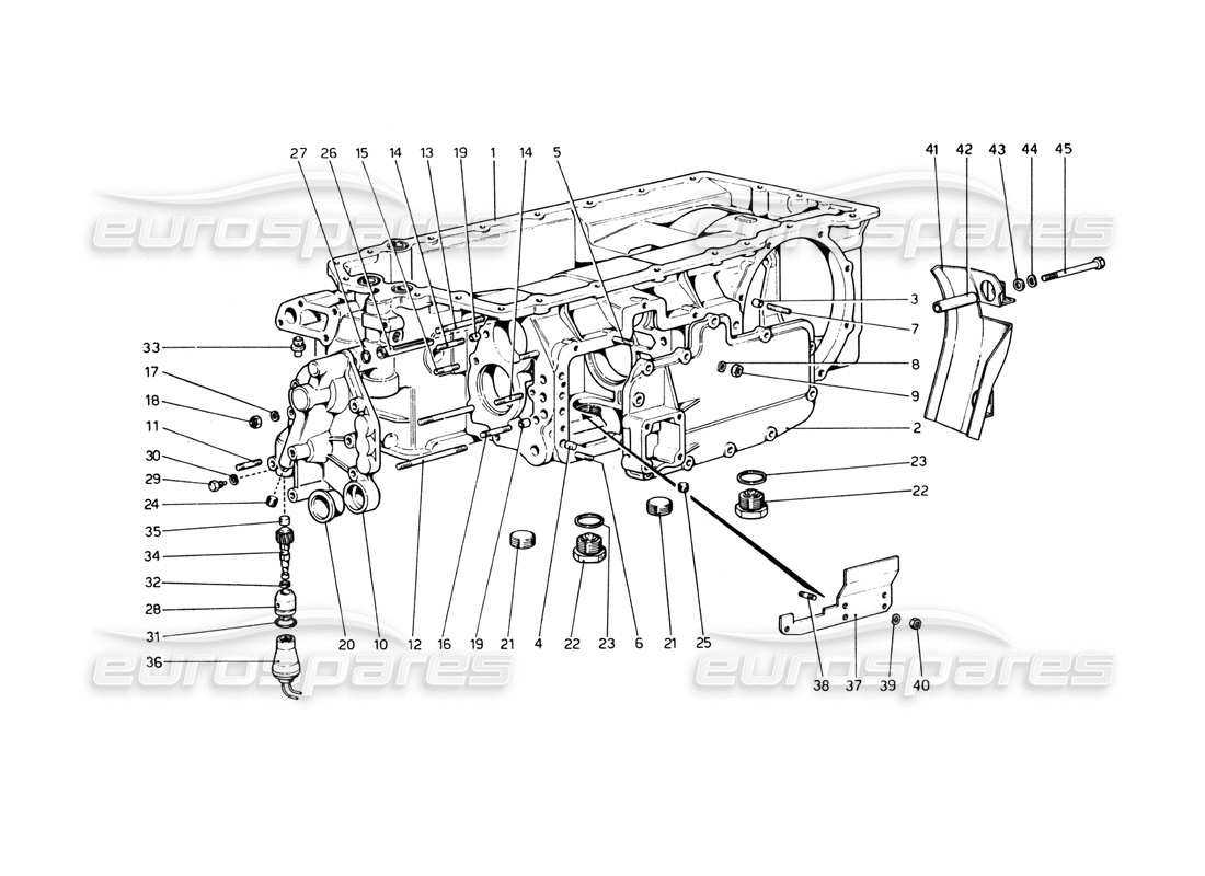 ferrari 365 gt4 berlinetta boxer diagrama de piezas de la caja de cambios (del automóvil número 17543)