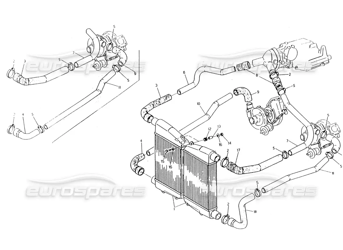 maserati 418 / 4.24v / 430 intercambiadores de calor - tuberías diagrama de piezas