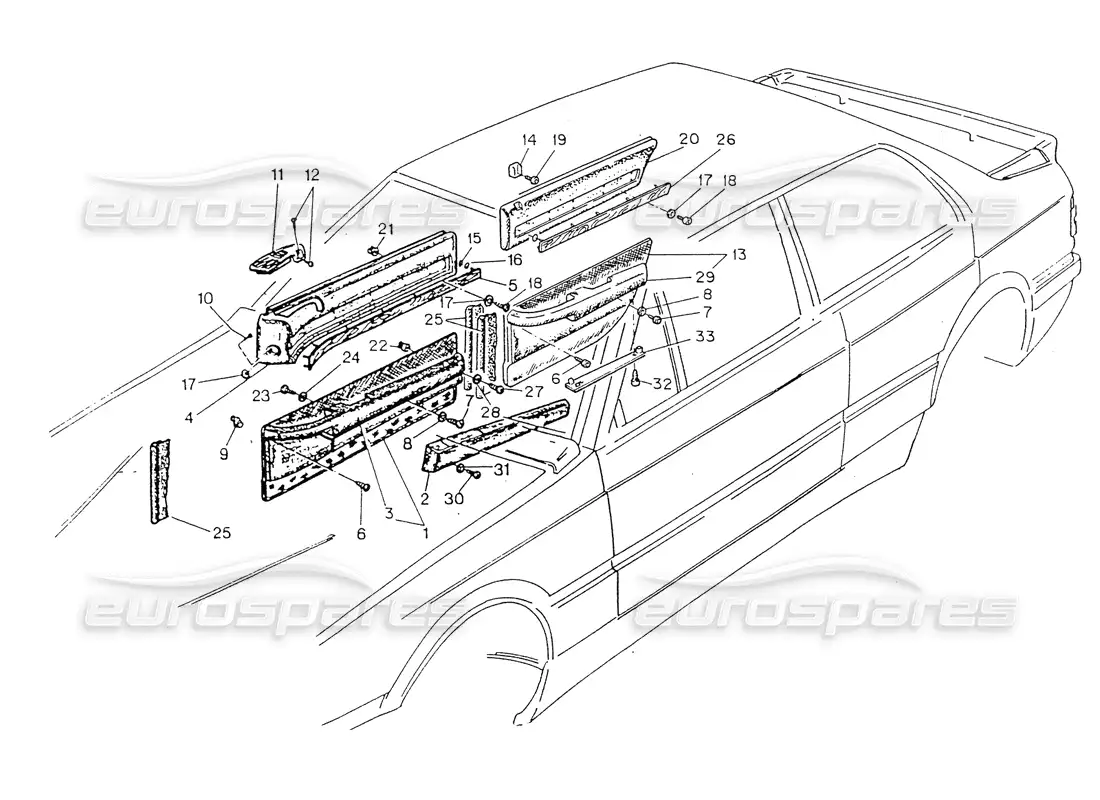 maserati 418 / 4.24v / 430 puertas y molduras internas diagrama de piezas