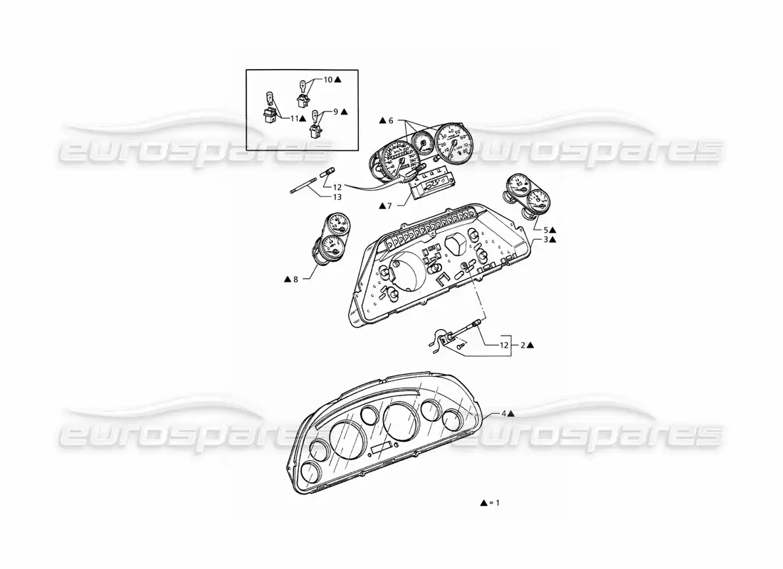 maserati qtp. 3.2 v8 (1999) instrumentación borletti diagrama de piezas