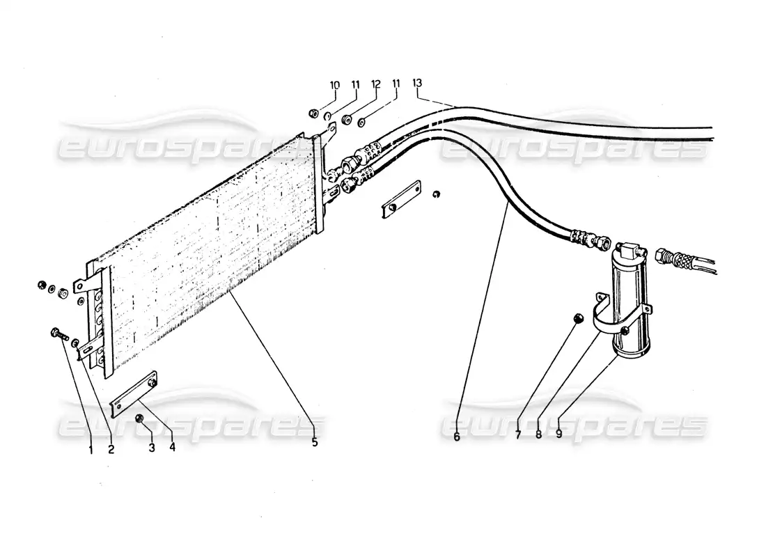 lamborghini urraco p250 / p250s diagrama de piezas del aire acondicionado (opcional)
