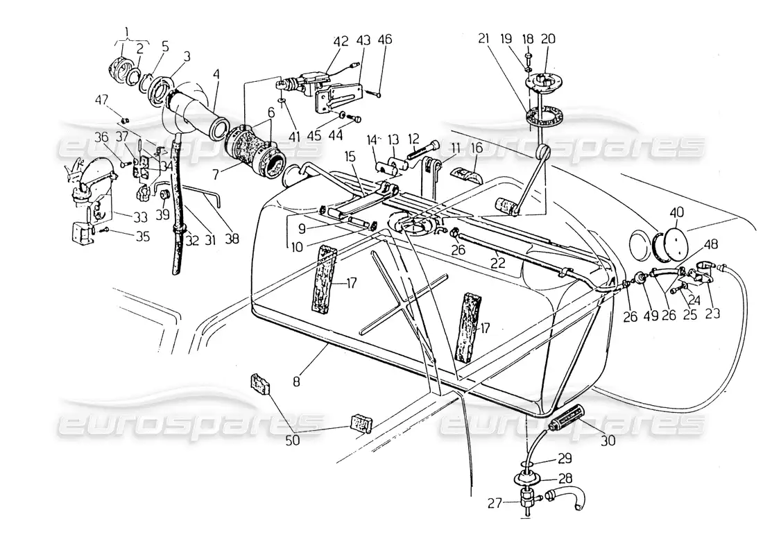 maserati 418 / 4.24v / 430 depósito de combustible diagrama de piezas