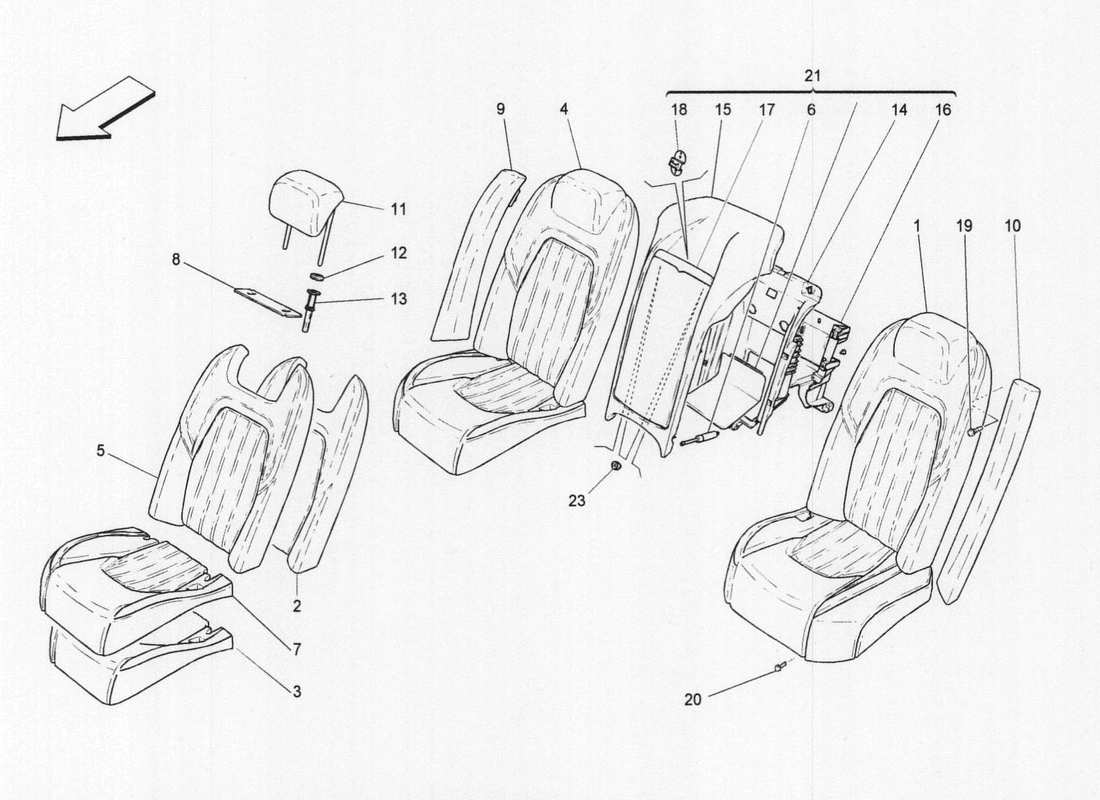 maserati qtp. v6 3.0 bt 410bhp 2wd 2017 asientos traseros: diagrama de piezas de los paneles decorativos