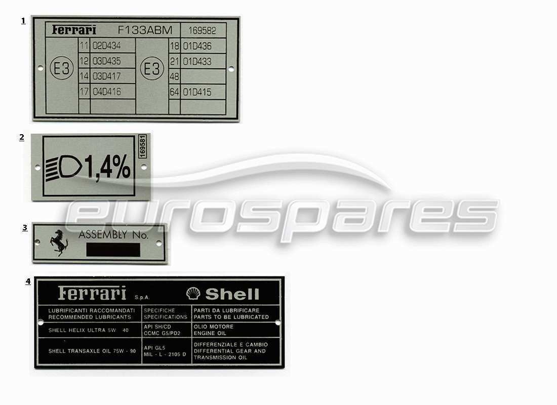 ferrari miscellaneous ferrari placas - diagrama de otras piezas