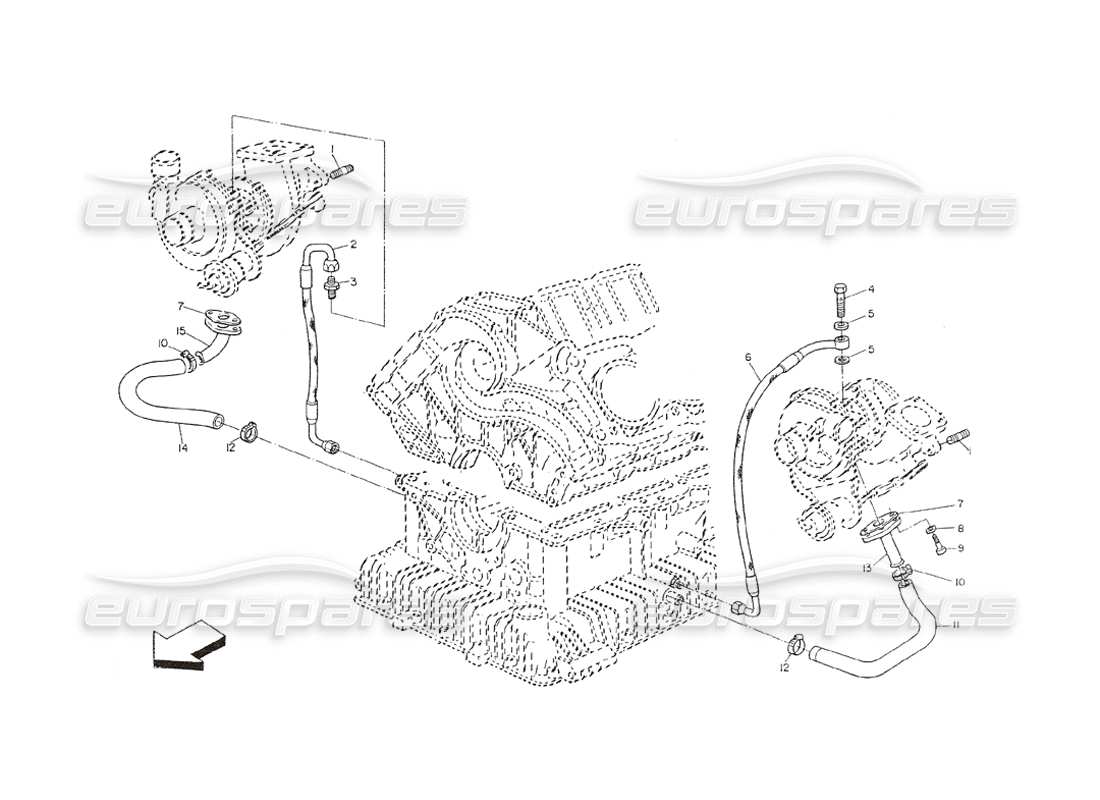 maserati shamal lubricación del turbocompresor diagrama de piezas
