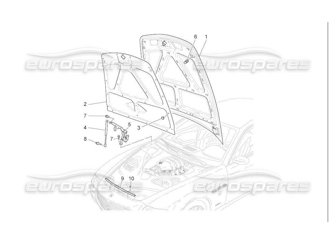 maserati qtp. (2007) 4.2 auto diagrama de piezas de la tapa frontal