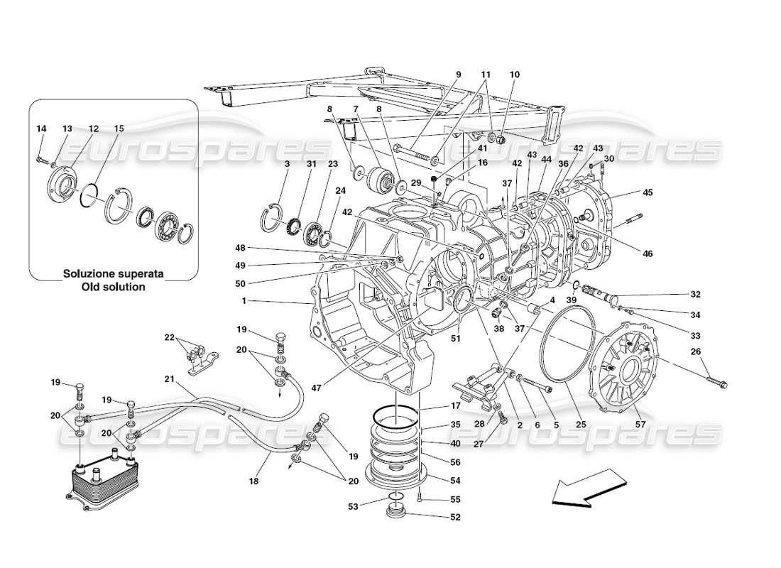 ferrari 430 challenge (2006) caja de cambios - tapas diagrama de piezas